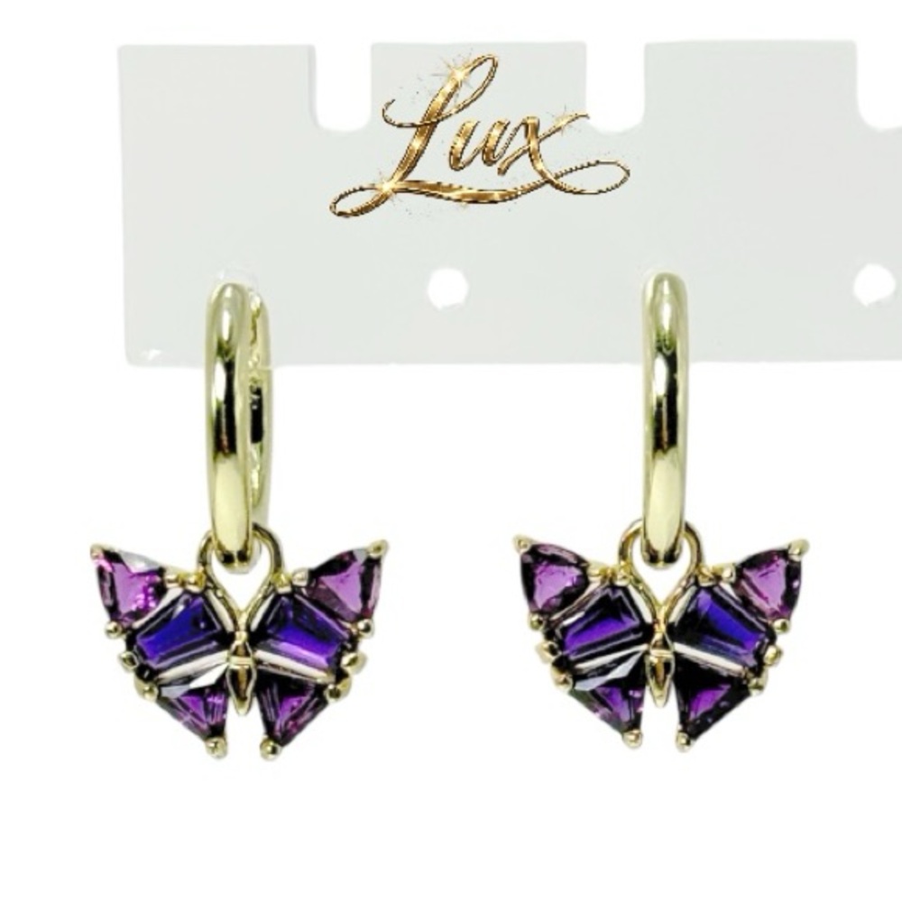 Kendra Scott Blair Butterfly Huggie Earrings in Purple Mix - Picture 3 of 6
